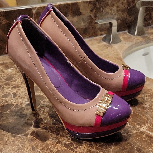 Two Lips Purple and Pink Patent Heels Size 8 - Picture 1 of 15